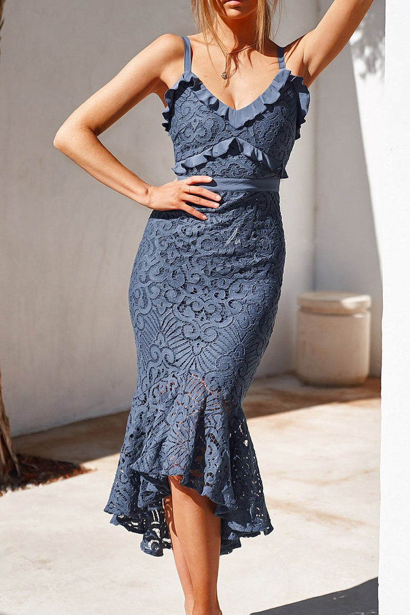 blue floral cocktail dress Marchesa Notte Cocktail Dress