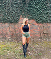 Olive Green Asymmetrical Distressed High Waist Shorts