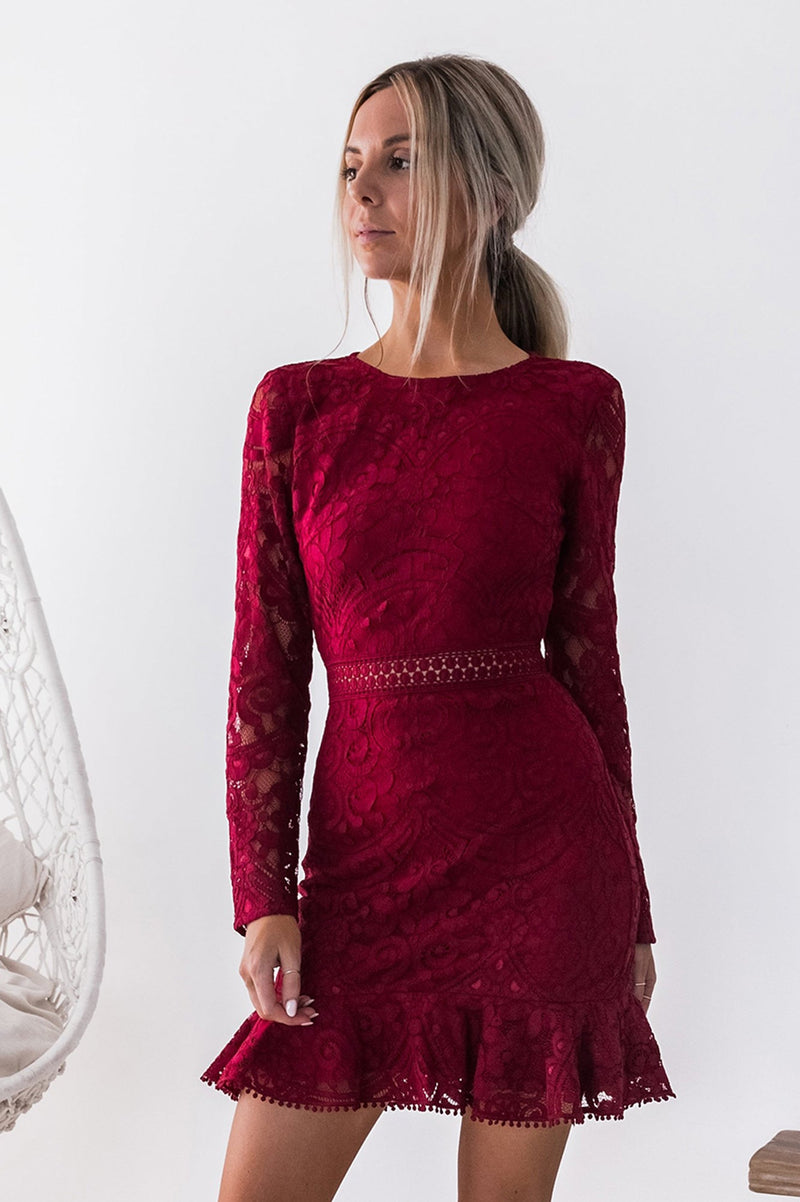 Medindie Dress (Wine) BEST SELLING
