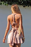 The Perfect Date Satin Mini Dress (Mocha)