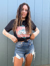 Medium Wash Distressed Asymmetrical Shorts