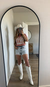 Acid Light Wash Asymmetrical Distressed Denim Shorts