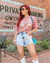 Acid Light Wash Asymmetrical Distressed Denim Shorts