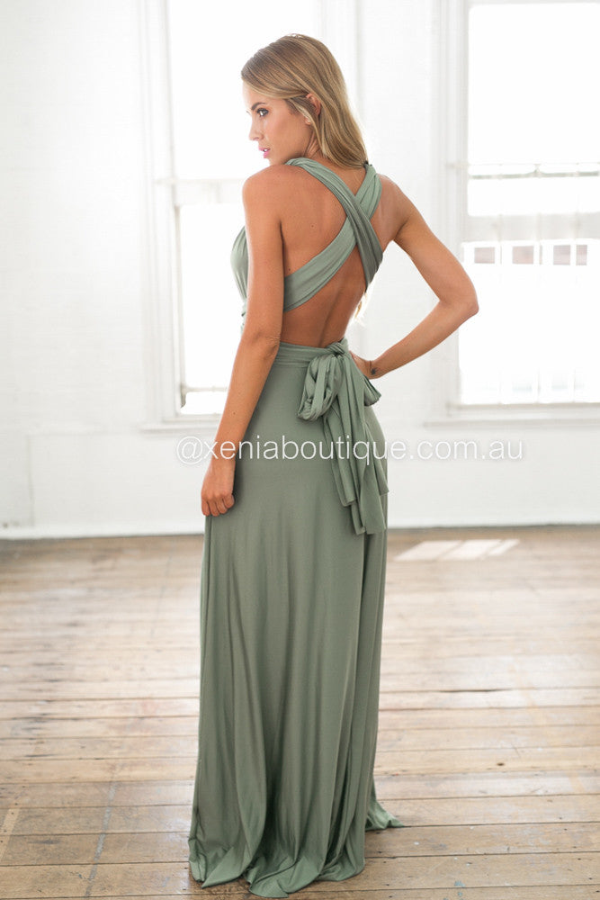 The Perfect Date Multiway Maxi Dress (Khaki)