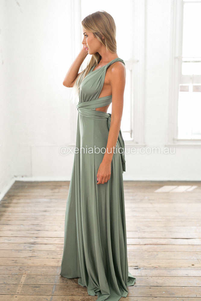 The Perfect Date Multiway Maxi Dress (Khaki)