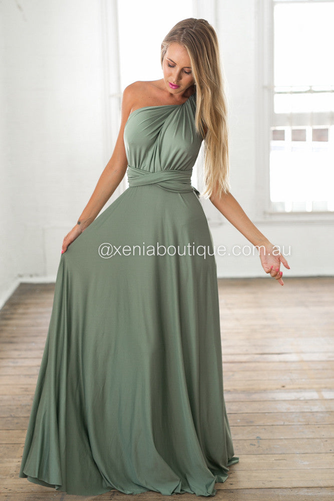 The Perfect Date Multiway Maxi Dress (Khaki)