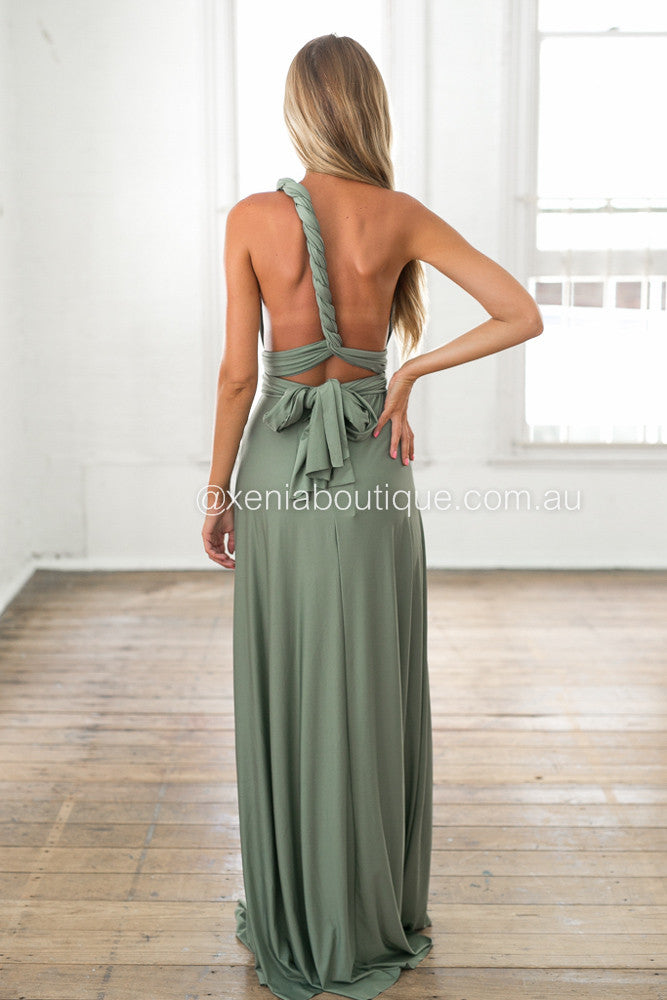 The Perfect Date Multiway Maxi Dress (Khaki)