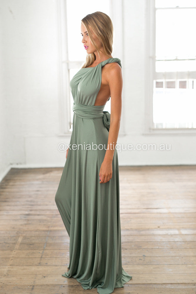 The Perfect Date Multiway Maxi Dress (Khaki)