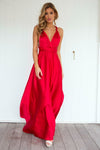The Perfect Date Satin Maxi Dress (Red) - BEST SELLING