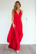 The Perfect Date Satin Maxi Dress (Red) - BEST SELLING
