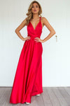 The Perfect Date Satin Maxi Dress (Red) - BEST SELLING