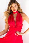 The Perfect Date Satin Maxi Dress (Red) - BEST SELLING
