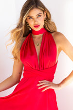 The Perfect Date Satin Maxi Dress (Red) - BEST SELLING