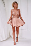 The Perfect Date Satin Mini Dress (Mocha)