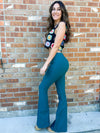 Teal High Waisted Bell Bottom Flare Jeans