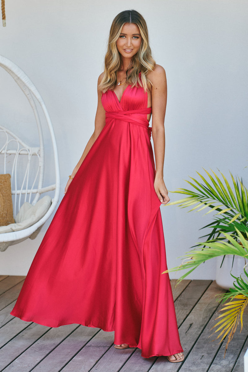 The Perfect Date Satin Maxi Dress (Red) - BEST SELLING UsTrendy The Perfect Date Satin Maxi Dress (Red) - BEST SELLING UsTrendy