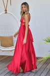 The Perfect Date Satin Maxi Dress (Red) - BEST SELLING