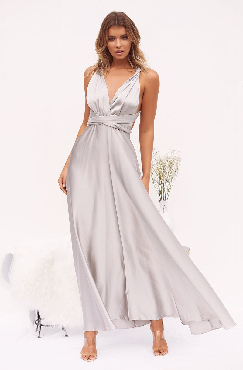 The Perfect Date Satin Maxi Dress (Silver) - BEST SELLING UsTrendy The Perfect Date Satin Maxi Dress (Silver) - BEST SELLING UsTrendy