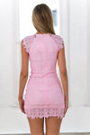 Pink Lace Underlay High Neck Dress