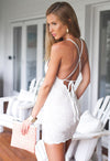 White Lace Cross Tie Back Dress
