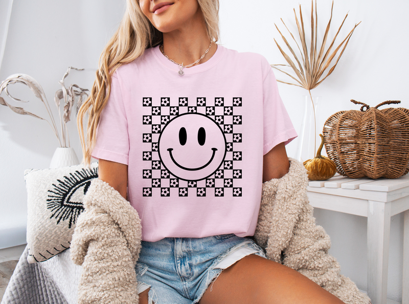 Checkered Smile Graphic Tee