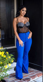 Royal Blue High Waisted Bell Bottom Flare Jeans