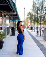 Royal Blue High Waisted Bell Bottom Flare Jeans
