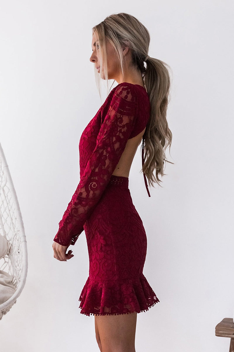 Medindie Dress (Wine) BEST SELLING