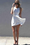 White Sleeveless Dress With Lattice Open Back