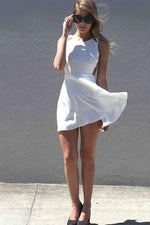 White Sleeveless Dress With Lattice Open Back