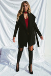 Black Side Pocket Sash Belt Jacket