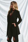 Black Side Pocket Sash Belt Jacket