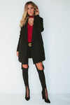 Black Side Pocket Sash Belt Jacket