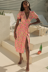 *Asuka Wrap Dress (Pink/Green)