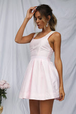 Pink Dress with Beaded Back Detail & Pleated Skirt