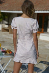 *Bree Ruched Dress (Sand Check)