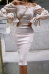 *Courtney Midi Dress (White/Cream)