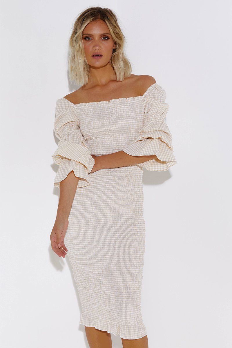 *Courtney Midi Dress (White/Cream)