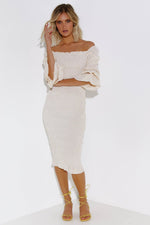 *Courtney Midi Dress (White/Cream)