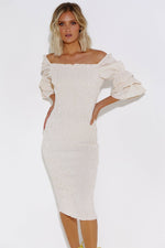 *Courtney Midi Dress (White/Cream)