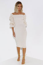 *Courtney Midi Dress (White/Cream)