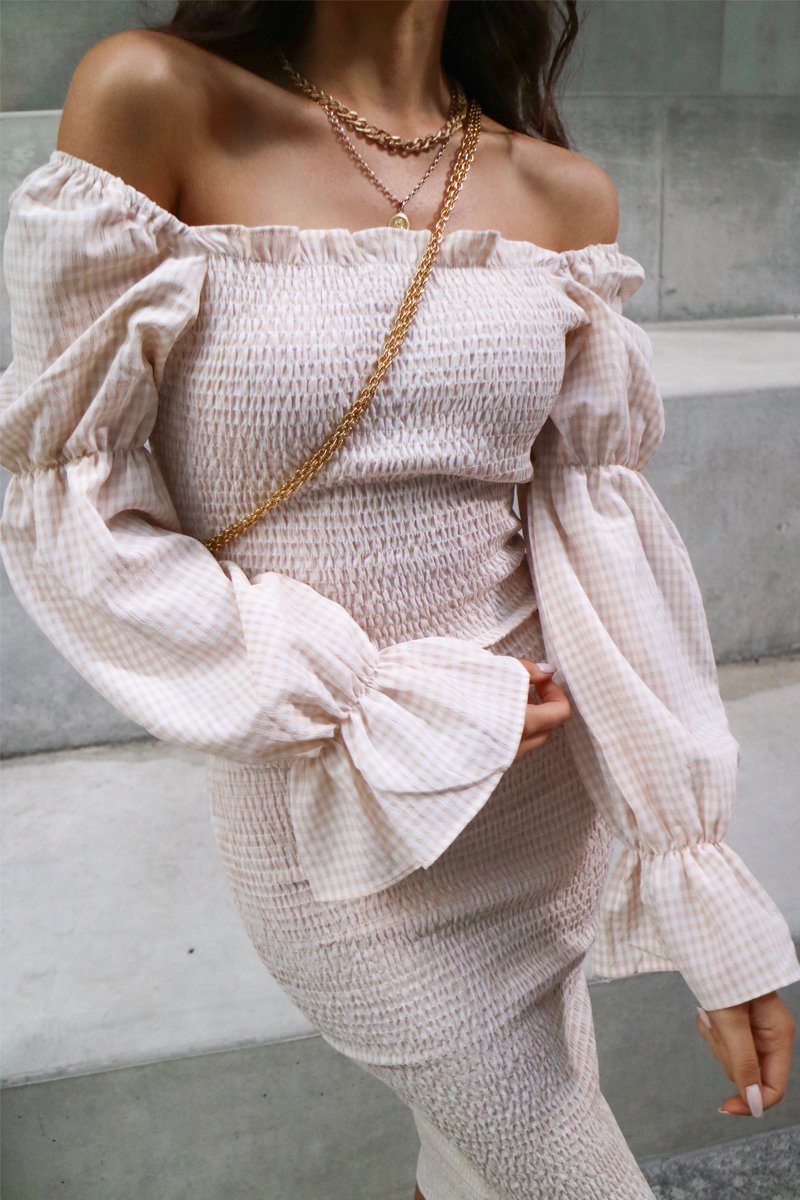 *Courtney Midi Dress (White/Cream)