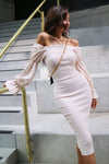 *Courtney Midi Dress (White/Cream)