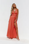 Coral Thin Strap Pullover Maxi Dress