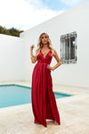 Girl On Fire Maxi Dress, Ruby, Front3
