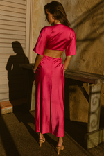 *Kayla Midi Dress (Fuchsia)