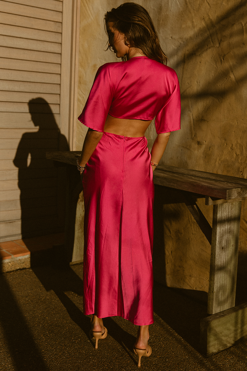 *Kayla Midi Dress (Fuchsia)