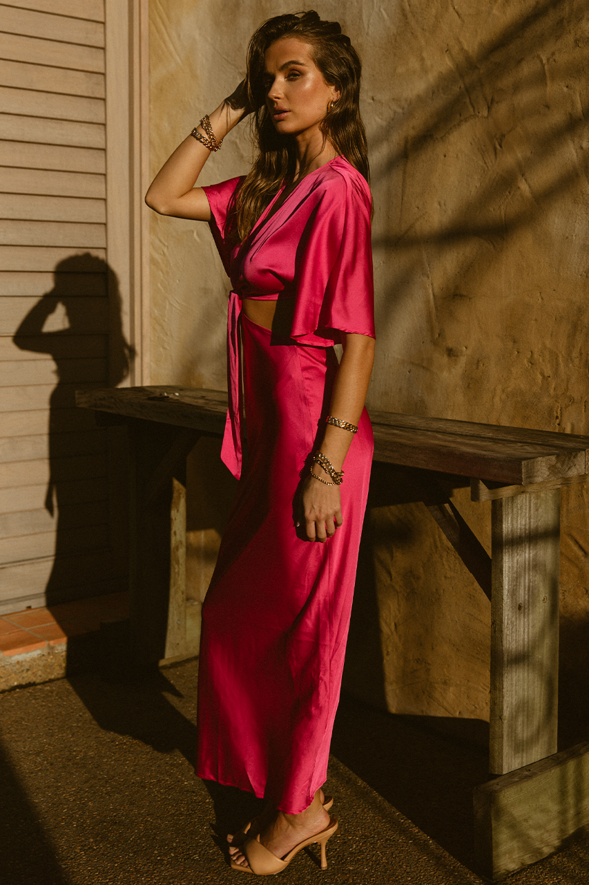 *Kayla Midi Dress (Fuchsia)