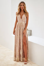 Luxe Glitter Maxi Dress (Gold)