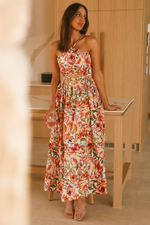 *Madeira Midi Dress (Orange Floral)